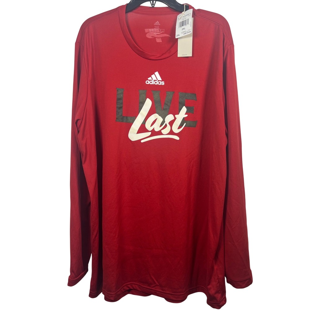 Adidas Mens Aeroready Red Live Last Graphic Long Sleeve Training Shirt 2XL NEW